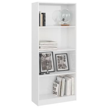 4-Tier High Gloss White Book Cabinet – Modern & Stylish Design