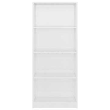 4-Tier High Gloss White Book Cabinet – Modern & Stylish Design