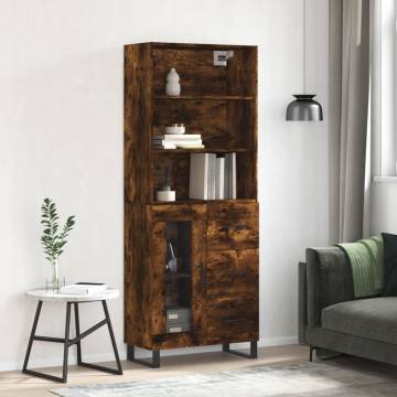 Stylish Highboard in Smoked Oak - 69.5x34x180 cm