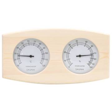 2 in 1 Sauna Hygrothermograph & Sand Timer Set - Solid Wood Pine