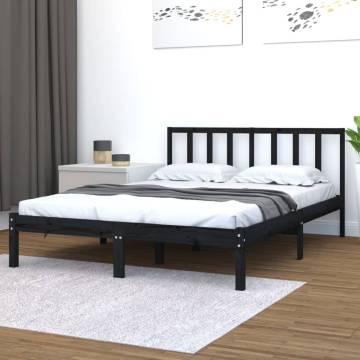 Black Solid Wood Pine Bed Frame 120x200 cm | Hipomarket UK