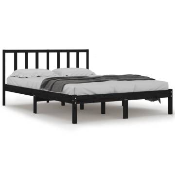 Black Solid Wood Pine Bed Frame 120x200 cm | Hipomarket UK