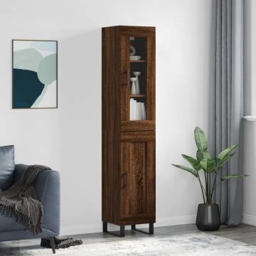 Elegant Highboard Brown Oak - 34.5x34x180 cm | HipoMarket