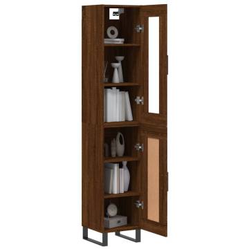 Elegant Highboard Brown Oak - 34.5x34x180 cm | HipoMarket