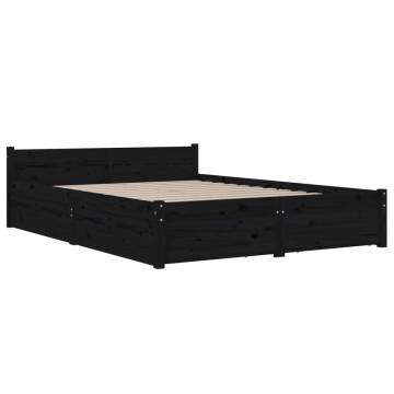 Modern Black King Size Bed Frame with Storage Drawers