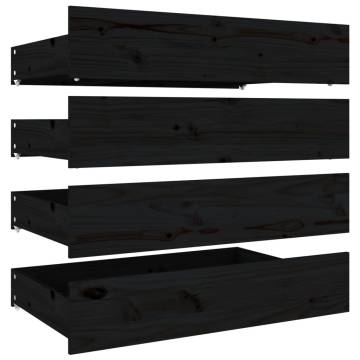 Modern Black King Size Bed Frame with Storage Drawers