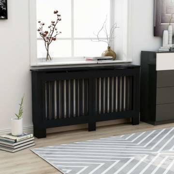 Stylish Black Radiator Cover - 152x19x81.5 cm MDF