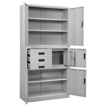 Durable Light Grey Office Cabinet 90x40x180 cm Steel