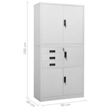 Durable Light Grey Office Cabinet 90x40x180 cm Steel