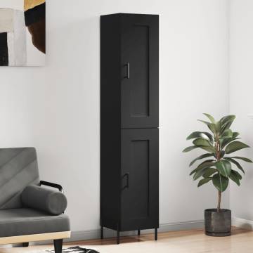 Highboard Black 34.5x34x180 cm - Stylish Engineered Wood Storage