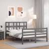 Bed Frame with Headboard Grey 140x190 cm Solid Wood Colour grey Size 140 x 190 cm 