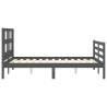 Grey Bed Frame with Headboard 140x190 cm | Solid Wood