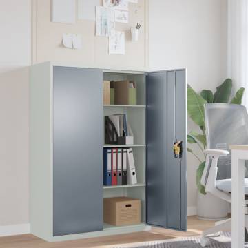 Stylish Light Grey & Dark Grey File Cabinet - 90x40x140 cm