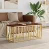 Coffee Table Gold Stainless Steel and Solid Wood Reclaimed Colour gold Quantity in Package 1 Material wood 