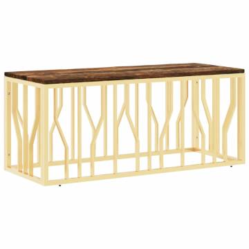 Coffee Table Gold Stainless Steel & Solid Reclaimed Wood