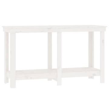 Work Bench White 140x50x80 cm Solid Wood Pine - HipoMarket