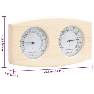 2 in 1 Sauna Hygrothermograph & Sand Timer Set - Solid Wood Pine