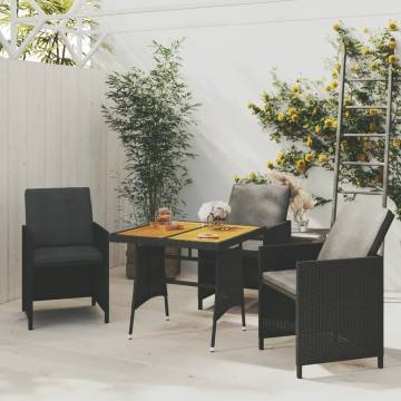 Elegant Poly Rattan Garden Table - 70x70x72 cm Black