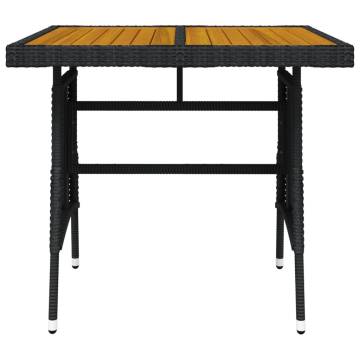 Elegant Poly Rattan Garden Table - 70x70x72 cm Black