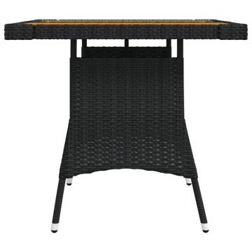 Elegant Poly Rattan Garden Table - 70x70x72 cm Black