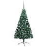 Artificial Half Pre-lit Christmas Tree with Ball Set Green 180 cm Colour green and grey Size 180 x 110 cm Quantity in Package 1 Number of Branch Tips 