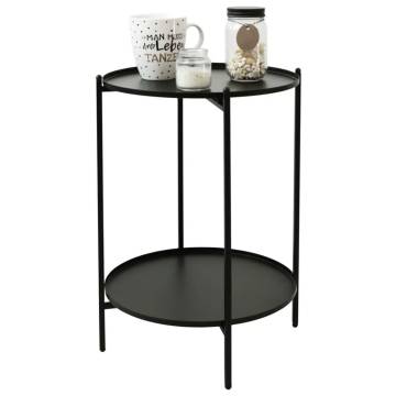 H&S Collection Side Table - Black Metal, 50.5 cm