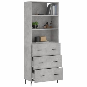 Stylish Highboard in Concrete Grey - 69.5x34x180 cm