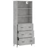 Stylish Highboard in Concrete Grey - 69.5x34x180 cm