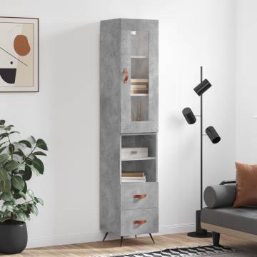 Elegant Highboard in Concrete Grey - Stylish Storage Solution