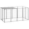 Dog Kennel Silver 2.42 m² Steel - Safe & Durable Outdoor Enclosure