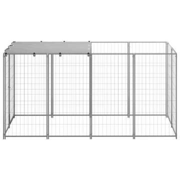 Dog Kennel Silver 2.42 m² Steel - Safe & Durable Outdoor Enclosure