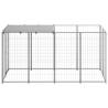 Dog Kennel Silver 2.42 m² Steel - Safe & Durable Outdoor Enclosure