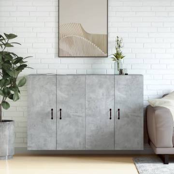 Elegant Wall Mounted Cabinets - 2pcs Concrete Grey | HipoMarket