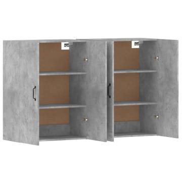 Elegant Wall Mounted Cabinets - 2pcs Concrete Grey | HipoMarket