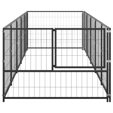 Durable Black 5 m² Steel Dog Kennel for Outdoor Fun