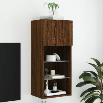 Stylish Brown Oak TV Cabinet with LED Lights | Hipomarket UK