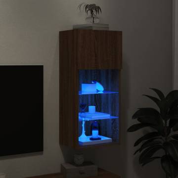 Stylish Brown Oak TV Cabinet with LED Lights | Hipomarket UK