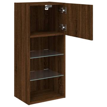 Stylish Brown Oak TV Cabinet with LED Lights | Hipomarket UK