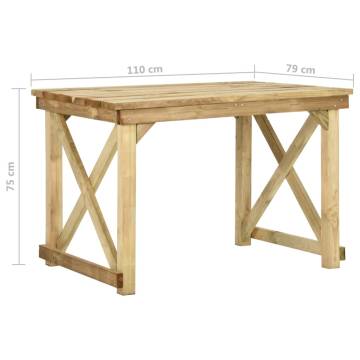 Garden Table 110x79 cm | Durable Impregnated Pinewood