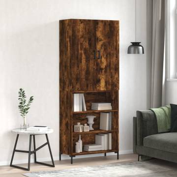 Stylish Highboard in Smoked Oak - Engineered Wood Storage