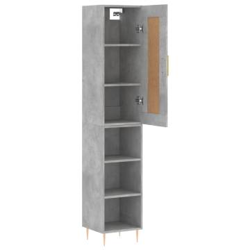 Stylish Highboard in Concrete Grey - 34.5x34x180 cm