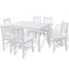 Seven Piece White Pinewood Dining Set - Timeless Design