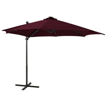 Cantilever Umbrella with LED Lights - Bordeaux Red 300cm