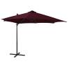 Cantilever Umbrella with Pole and LED Lights Bordeaux Red 300cm Colour bordeaux red Size 300 cm Quantity in Package 1 