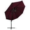 Cantilever Umbrella with LED Lights - Bordeaux Red 300cm