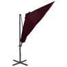 Cantilever Umbrella with LED Lights - Bordeaux Red 300cm