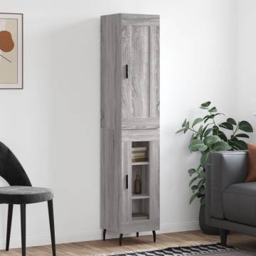 Stylish Highboard in Grey Sonoma - 34.5x34x180 cm