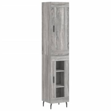 Stylish Highboard in Grey Sonoma - 34.5x34x180 cm