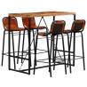 5-Piece Bar Set - Solid Reclaimed Wood & Goat Leather