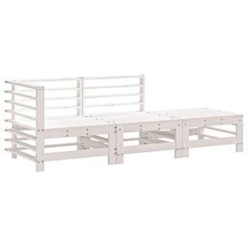 3 Piece Garden Lounge Set - White Solid Wood Pine | Hipomarket